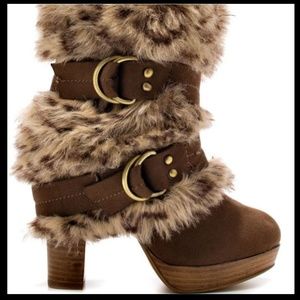 Naughty Monkey buckled faux fur boots